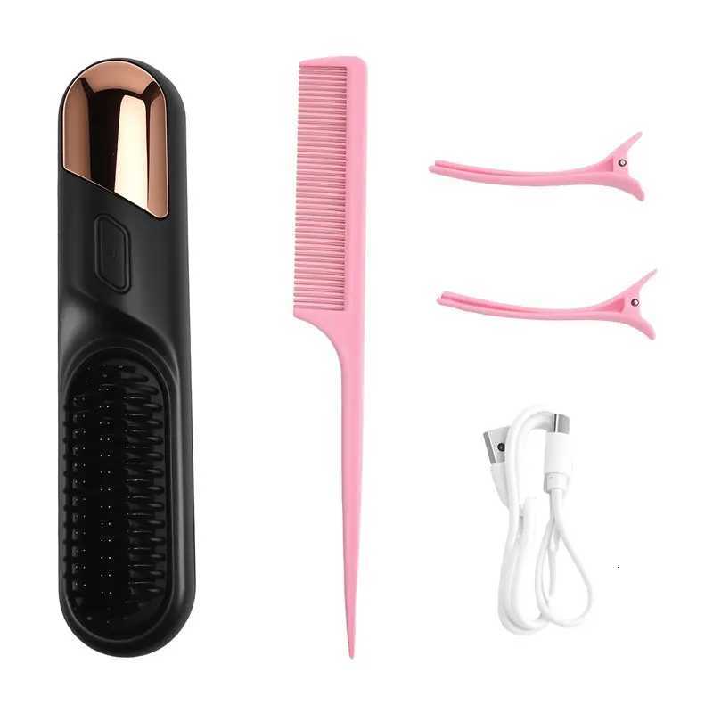 B89B-Cordless Straightener Hair Straightener Brush Fast Heated Wireless Hot Comb MultifunctionalT251129