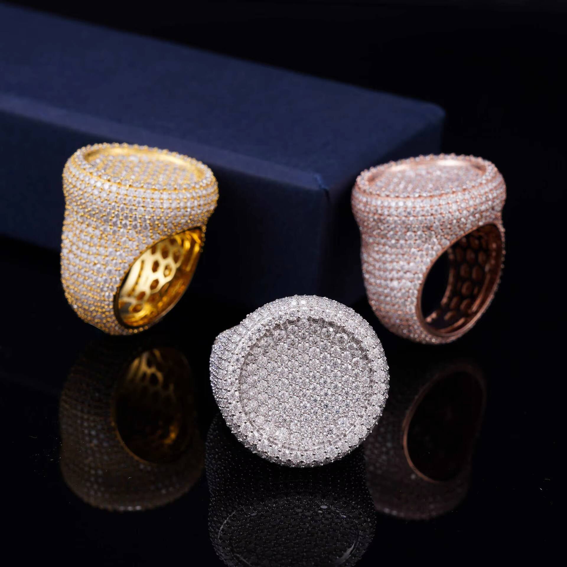 Original 925 Sterling Silver Men and Womens Moissanite Finger Rings Hip Hop Full Moissanite Rings for Men