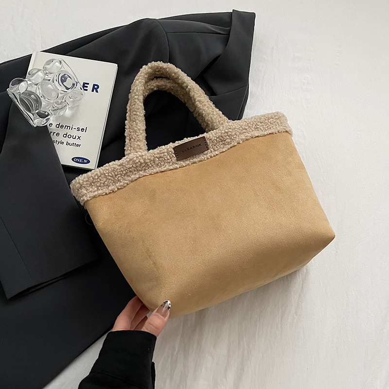 2025 New Luxury Suede Tote Bag Women - Retro Shearling Bucket Handbag, Spacious Winter Purse with Free Shipping