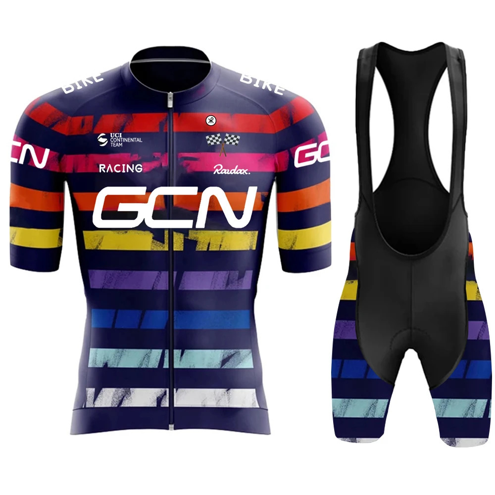 Mens Summer Cycling Short Sleeved Road Bike Breathable Shirt Cycling Team Training Suit Bib Shorts Quick Drying Set 250429