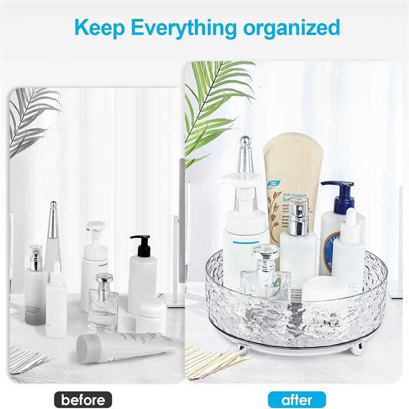 Makeup Perfume Organizer Tray 360 Degree Rotating Lazy Susan Makeup Brush Holder Skincare Cosmetics Storage with Large Capacity Y251129