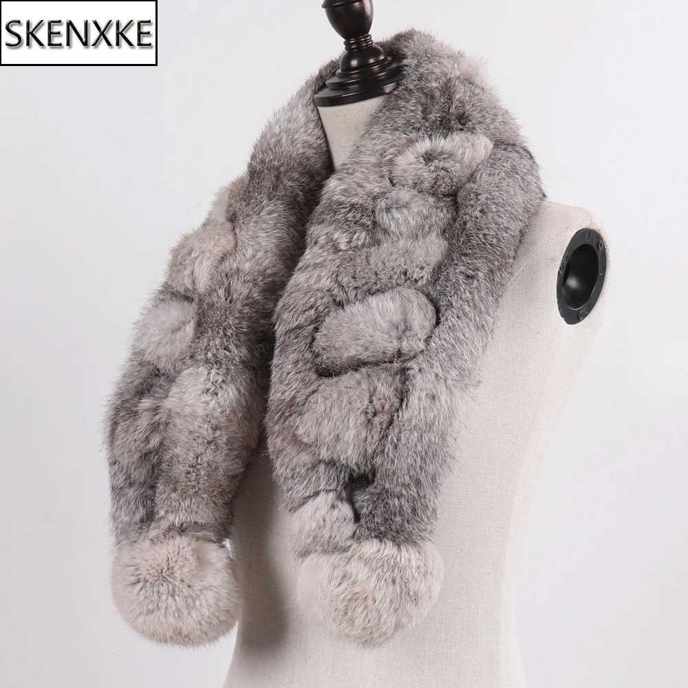 New Brand Lady 100 Natural Rabbit Fur Scarf Women Winter Thick Warm Real Fur Neckerchief Russia Female Outdoor Fur ScarvesJ251129