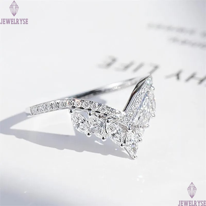 Size 6-10 Luxury Jewelry Real 925 Sterling Silver Crown Ring Full Marquise Cut White Topaz CZ Diamond Moissanite Women Wedding Band Ring