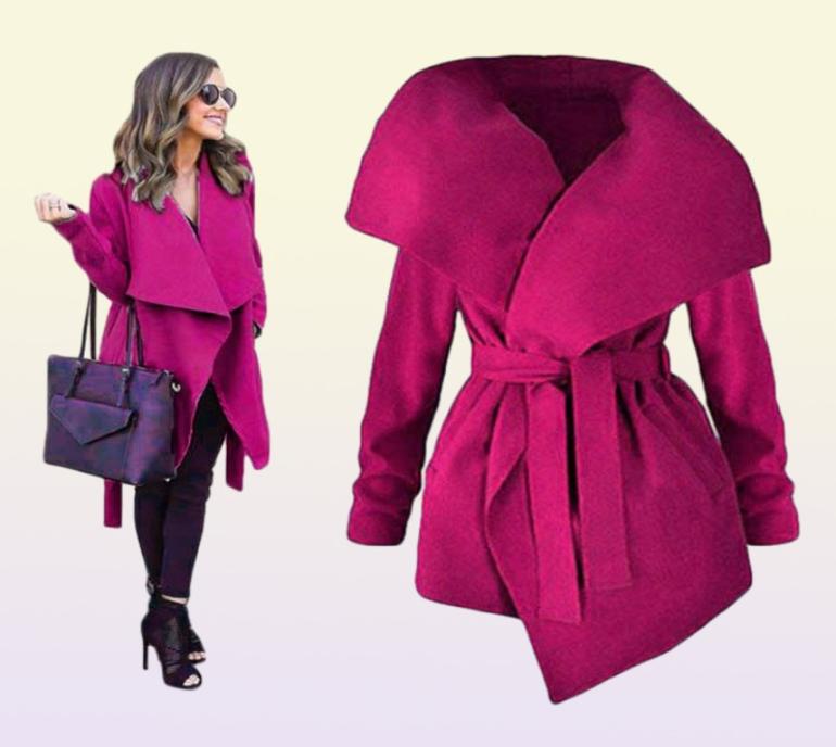 Winter Coat Women Wool Jacket Coats with Waist Belt Camel F0275 Big Collar S7169065