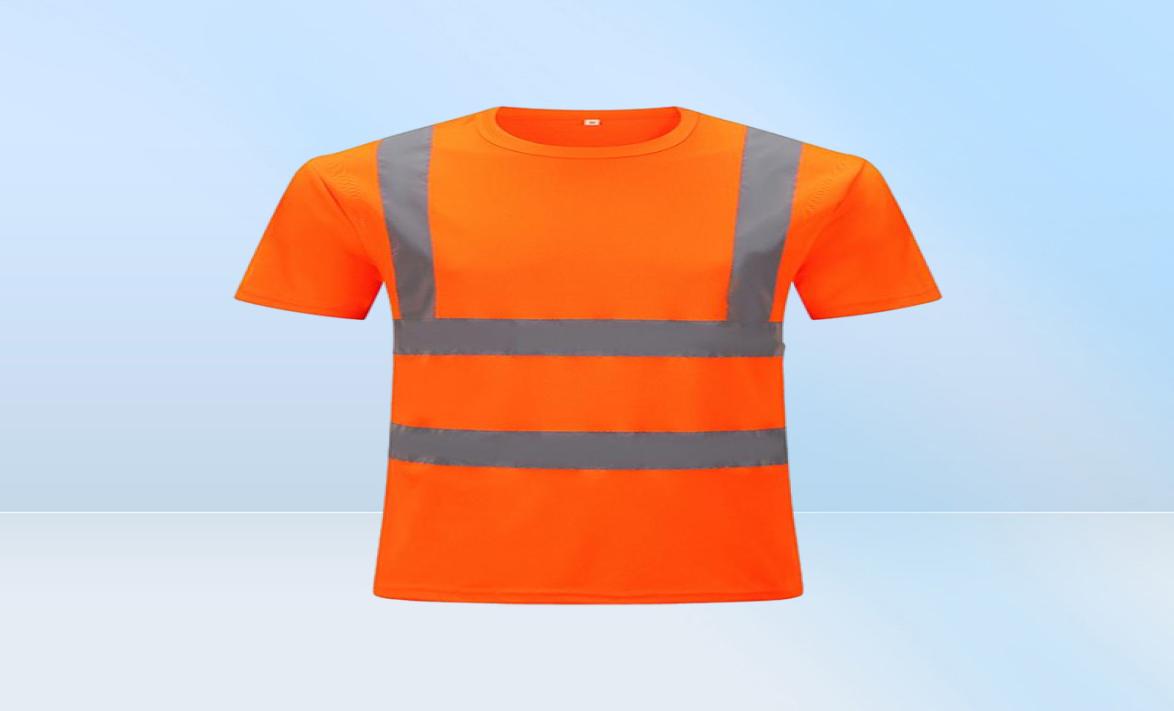 Men039s TShirts Reflective Safety Short Sleeve TShirt High Visibility Road Work Tee Top Hi Vis Workwear5293347