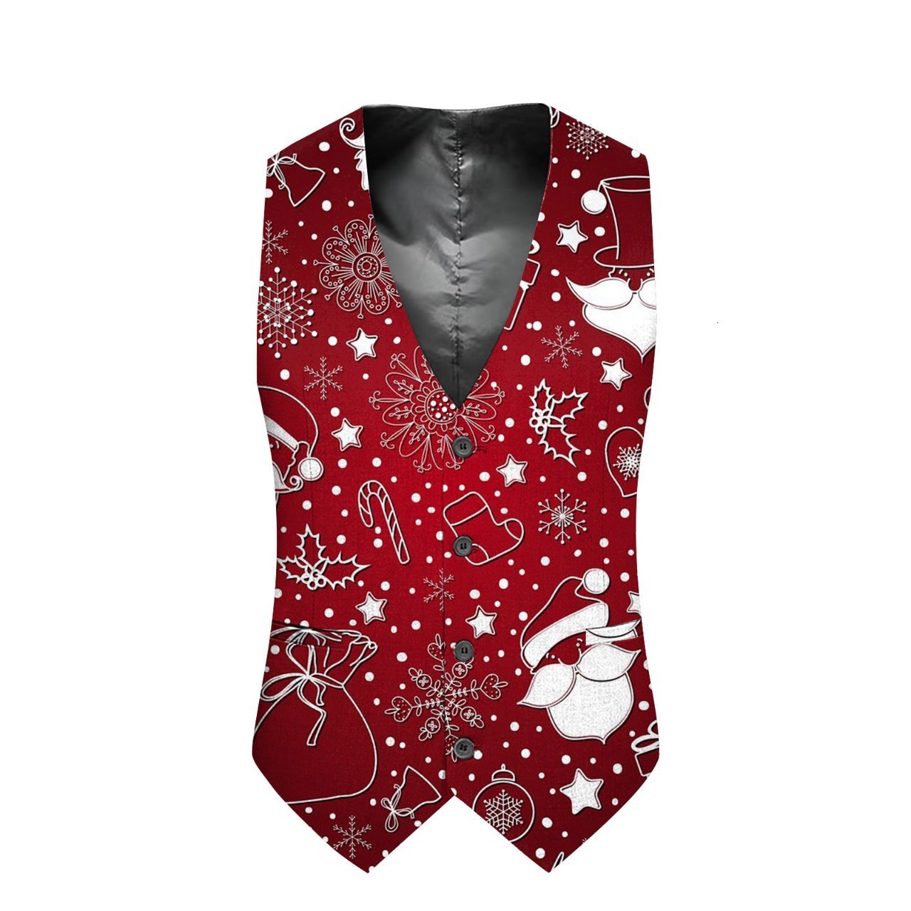 2023 Mens Christmas Random Print Suit Vest Party Gentleman Style Slim Fit Trendy