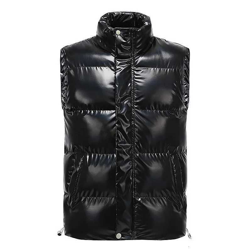 2025 Autumn Winter Man Down Vest Simple Solid Color Stand Collar Male Waistcoat Sleeveless Zipper Warm Lightweight Men CoatT251129