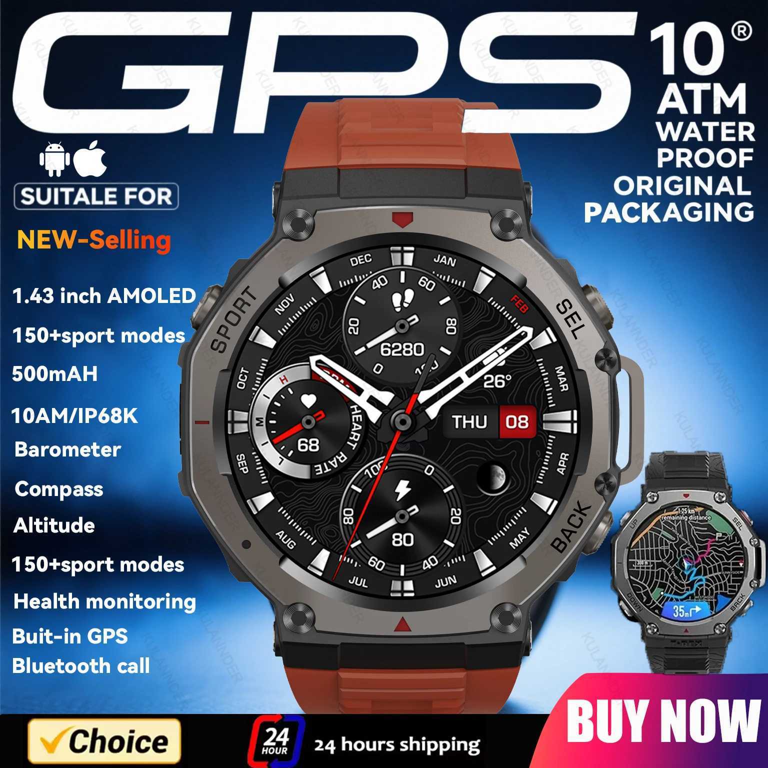 for amazfit t rex 3 GPS Smart Watch 5 ATM Waterproof Built-in Dual-band GNSS Compass Military Sport Smartwatch Men 2025 New M251129