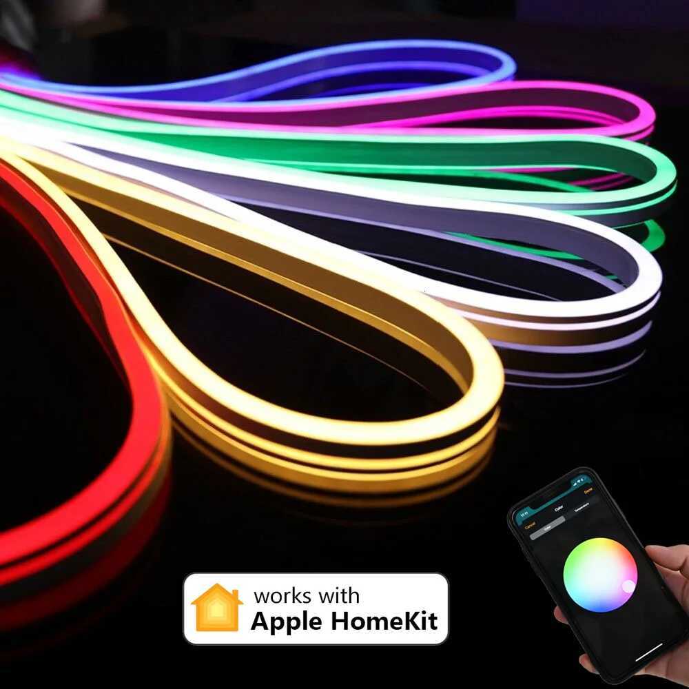 Homekit WiFi RGB Neon LED Strip Light 1m 2m 3m 5m Waterproof Dimmable Flexible Lamp Mini Controller 12V Power Siri Voice Control M251129