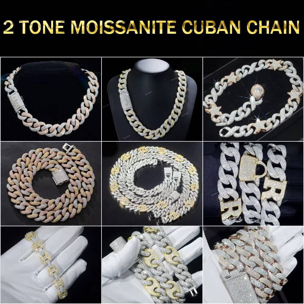 New Design Moissanite Cuban Bracelet Pass Diamond Tester Round Brilliant Cut Vvs Diamond 925 Silver Chain for Men Women