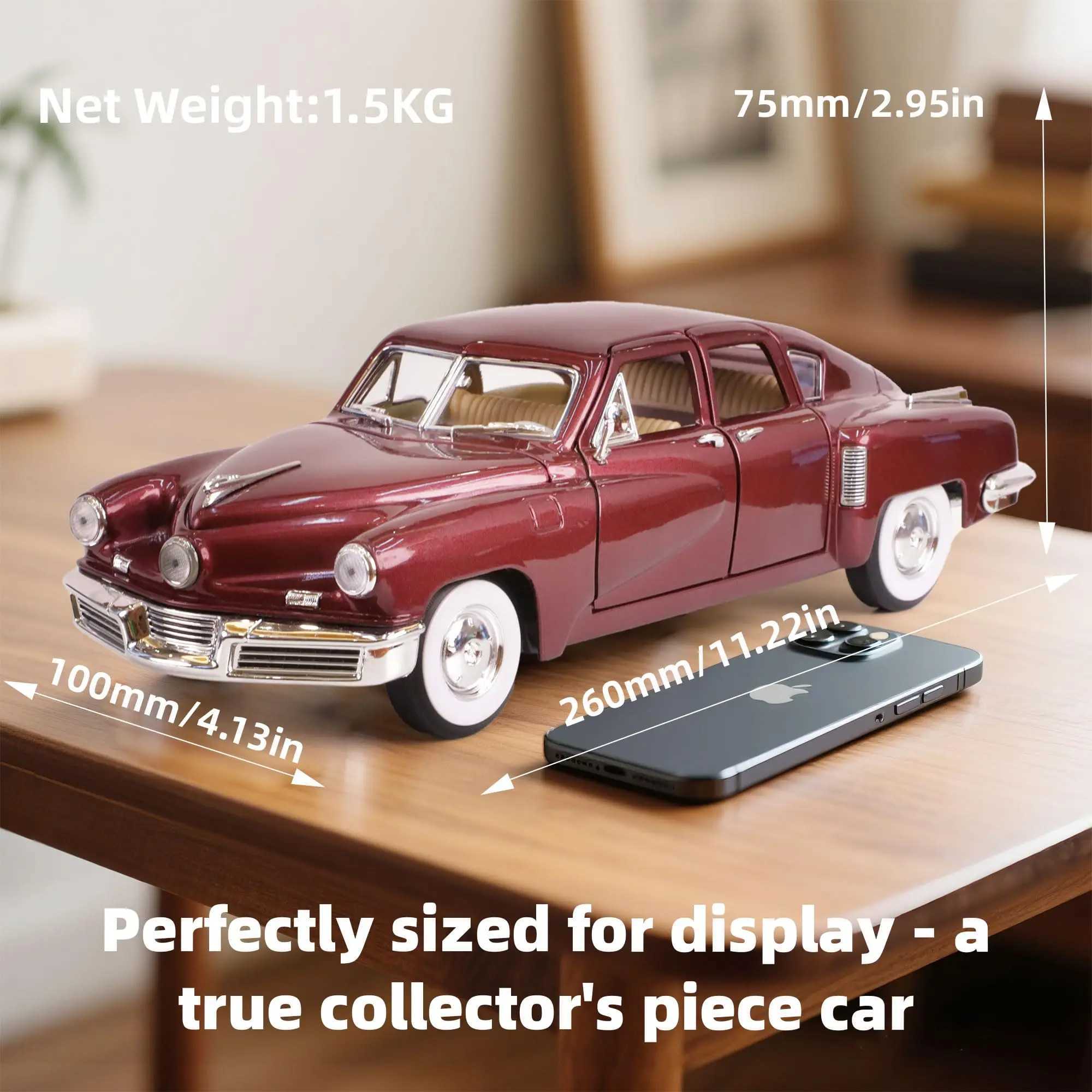 1948 Tucker Torpedo 1/18 Scale Die-Cast Metal Model Premium Classic Vintage Alloy Cars with Display Case J251129