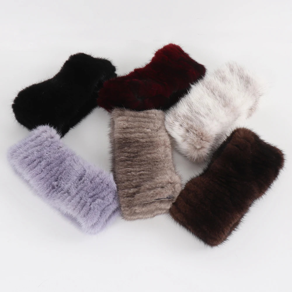 Winter Girls Real Mink Fur Headband Scarf Natural Warm Mink Fur Scarf Women Knitted Elasticity Mink Fur Scarves 251129