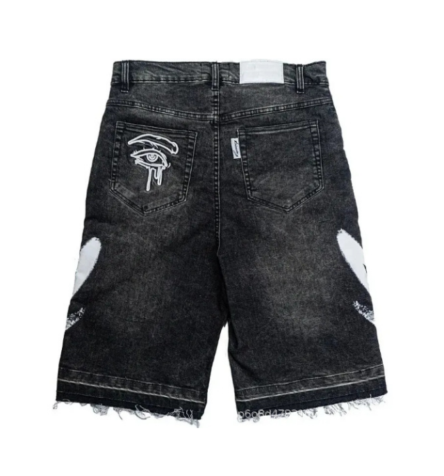 Men's Shorts 2025 Harajuku Street Hip-Hop Casual Loose Straight Jeans Men American Letter Print Fashion Versatile Denim Women