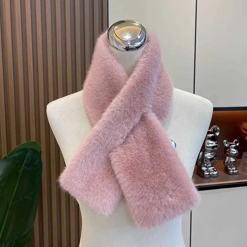 Womens Winter Scarf Reversible Cross Neck Warmer Soft Plush Lined Fashionable Long Rectangle Wrap for Cold WeatherJ251129