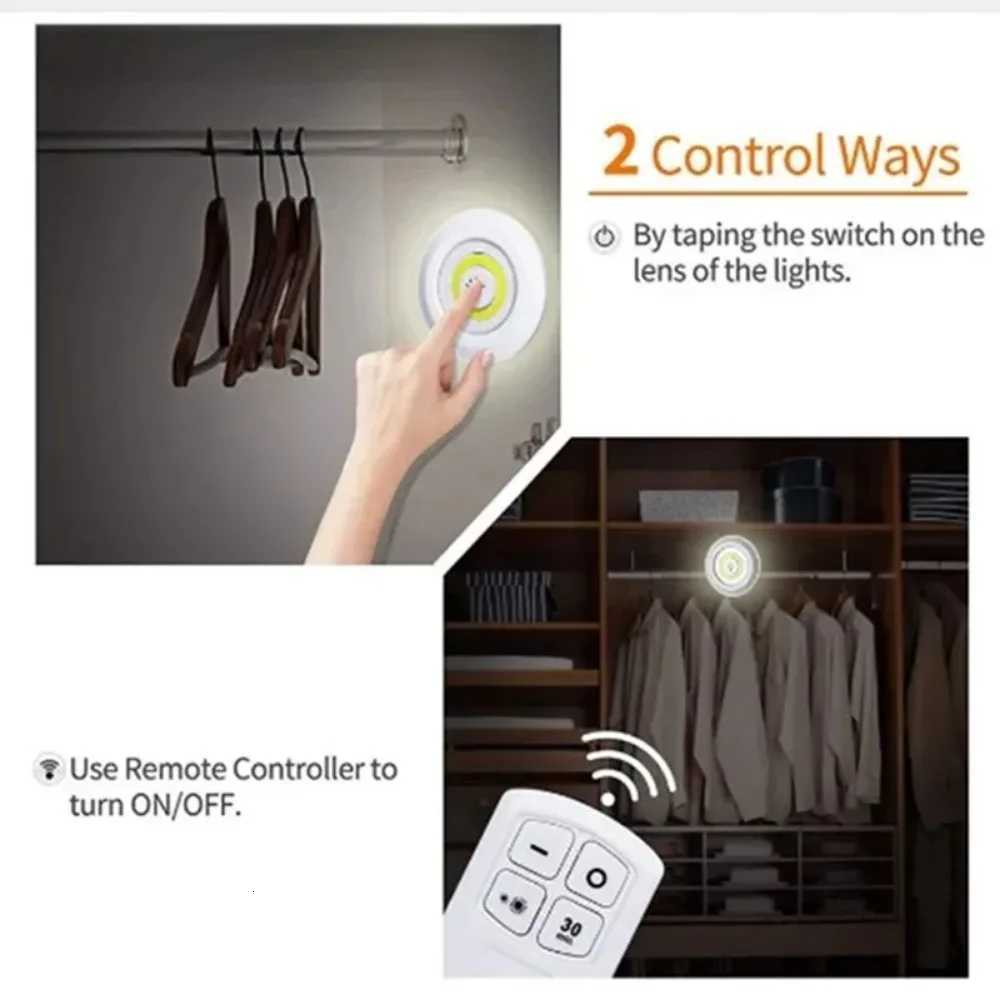 1-8pcs LED Under Cabinet Light with Remote Control Battery Operated COBLED Closets Lights Wardrobe Bathroom lighting Night Light M251129