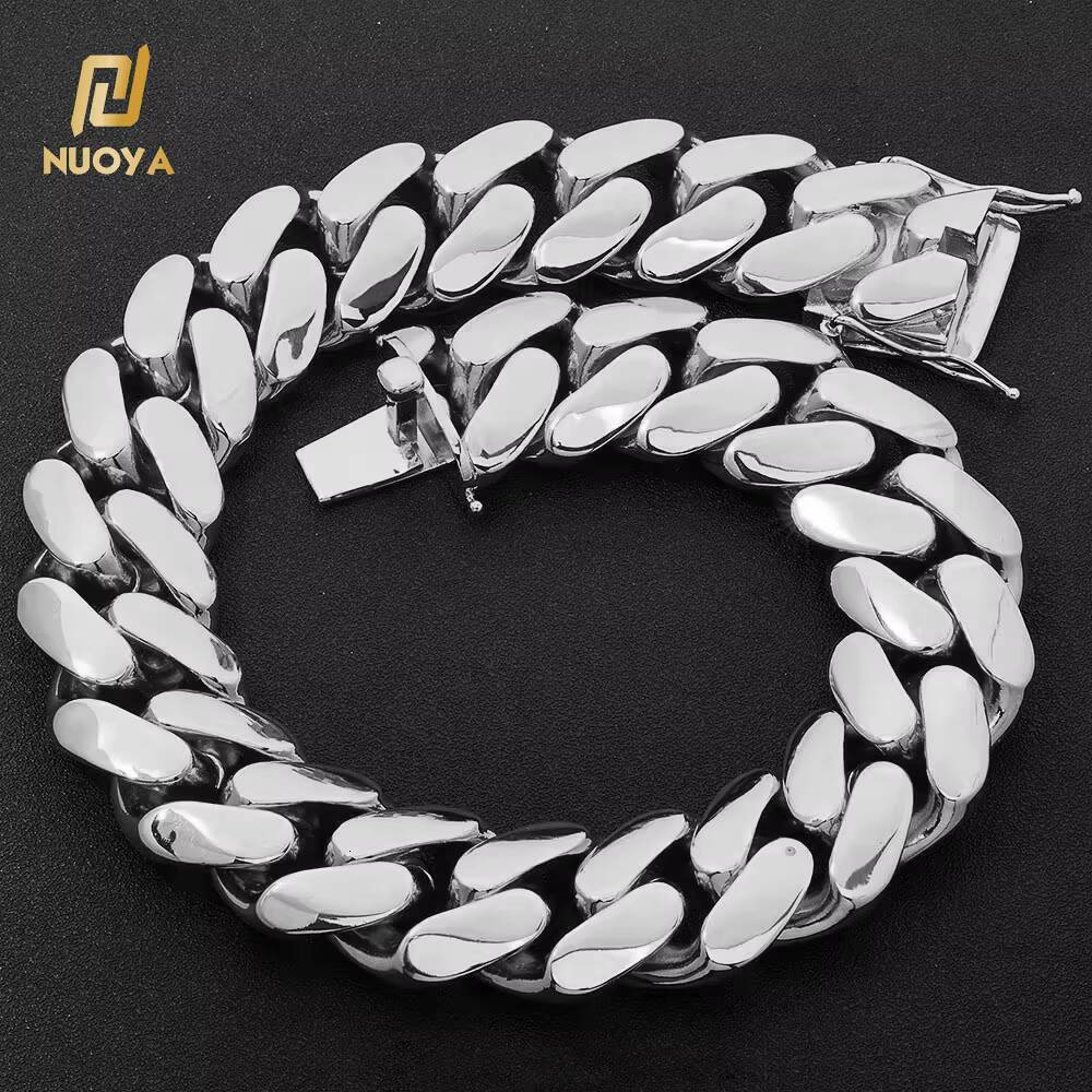 NUOYA Hip Hop Jewelry 22mm Chunky Cuban Link Chain Necklace Brass Rose Gold 18K Gold Plated Smooth Cuban Chain for Men