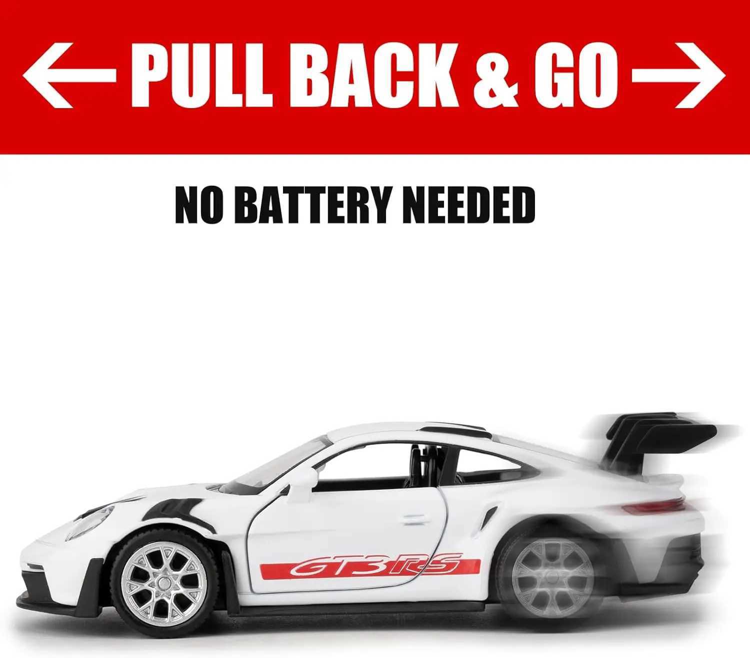 136 Porsche 911 GT3 RS Car Model Diecast Pull Back Model Toy Car Doors Open Collection Kids Toy for Aged 3 and up Gift J251129