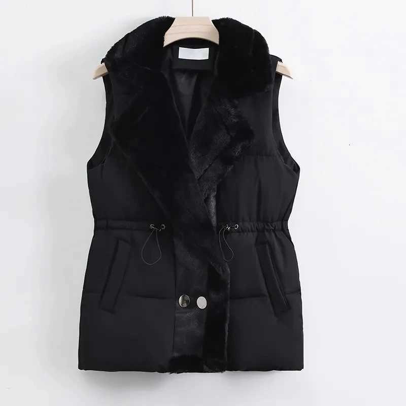 Fur fur integrated Down cotton Vest Jacket Womens 2025 New Autumn Winter Fashion Suit collar Waistcoat Female Short JacketsT251129