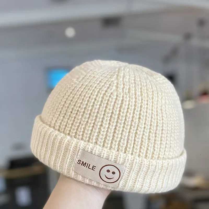 Vitnage Baby Brimless Hat Autumn Winter Letter Docker Cap Warm Knitted Solid Color Kids Boys Girls BeanieXJ251129