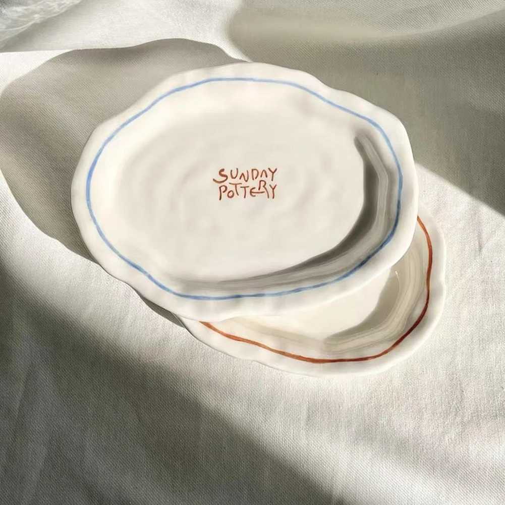 Luxury Simple Solid Color Tableware Ceramic Pasta Steak Plate Dinner Plate Creative Kitchen Irregar Shape Serving Tray Cooking Dishes Y251129