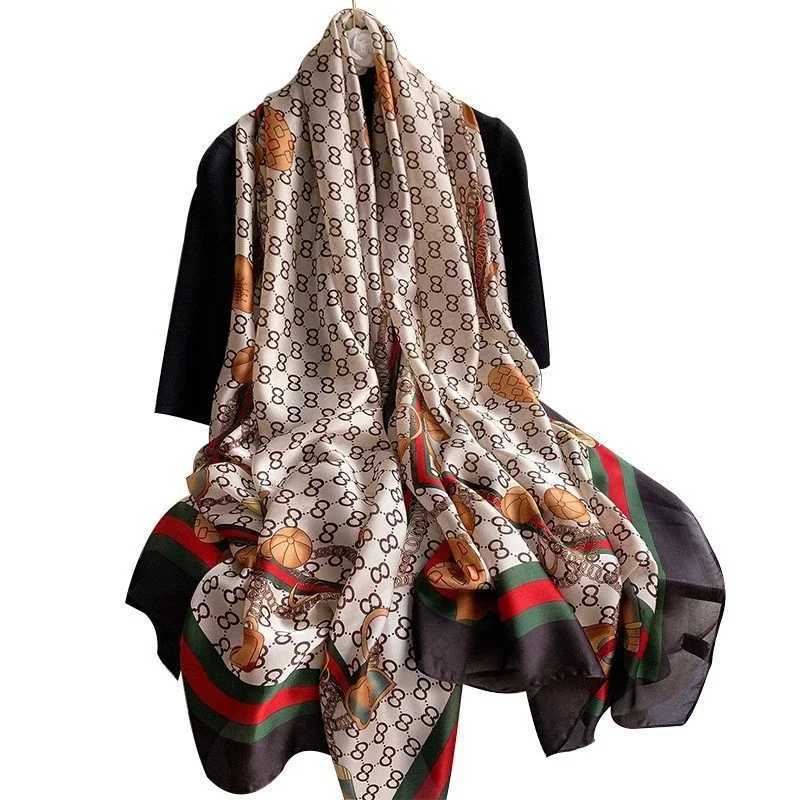 90180cm Summer New Fashion Simulation Silk Scarf Versatile Thin Mulberry Silk Scarves Big-name Womens Shawl Sun ProtectionJ251129
