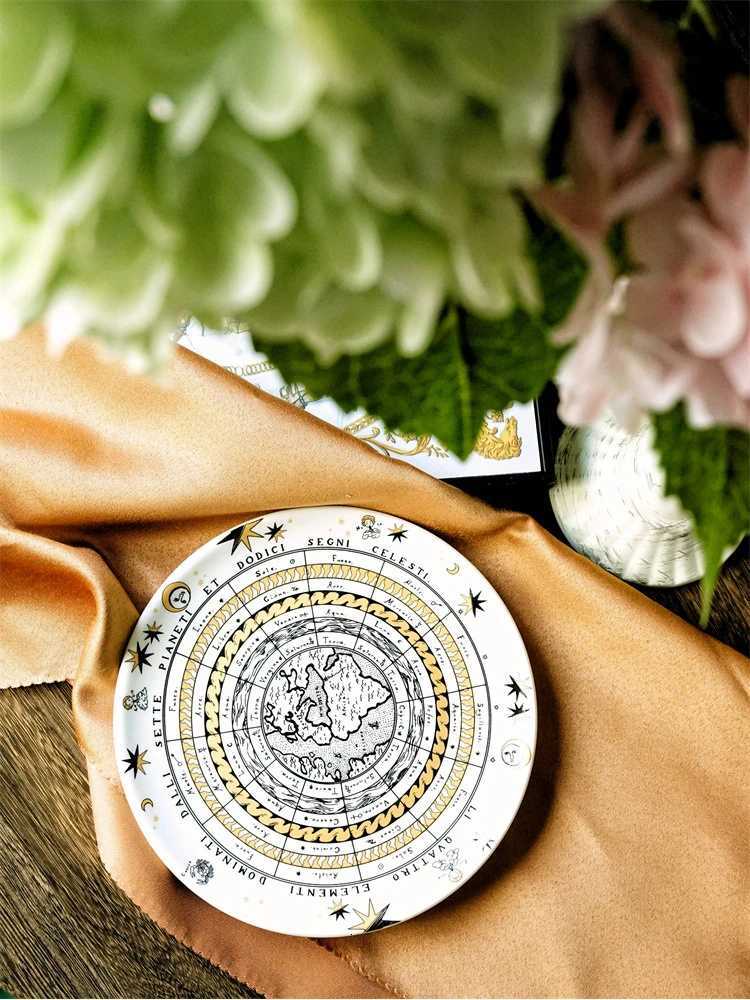 Luxury White Face Sun Hanging Plate Ceramic Round Wall Decoration European Art Wall Decoration 10 Inches Craft Fruit Dessert Plate New Y251129