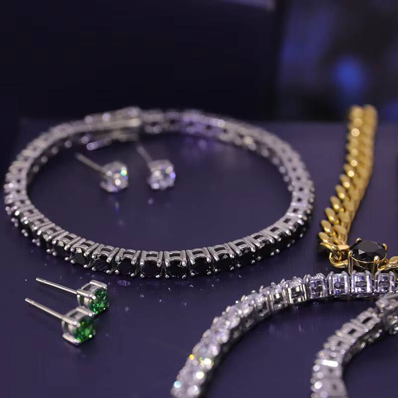European American Hip Hop Stainless Steel Zircon Bracelet New INS Explosion Effect Multi-Specification Tennis Fashion Bracelet