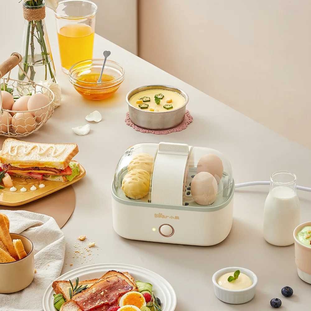 6 Eggs Electric Egg Boiler Egg Custard Automatic Steamer Mini Breakfast Machine Egg Cookers Portable Steamer Food Warmer 200W C251129