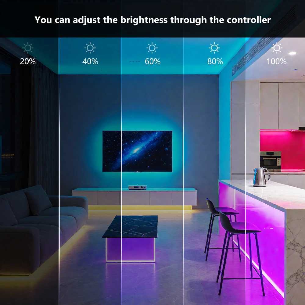 12V Bluetooth RGB LED Strip Light Tuya WIFI Dimmable Remote Control 576Leds/m Flexible Tape EU US UK AU Plug Home Decor 05m 5m M251129