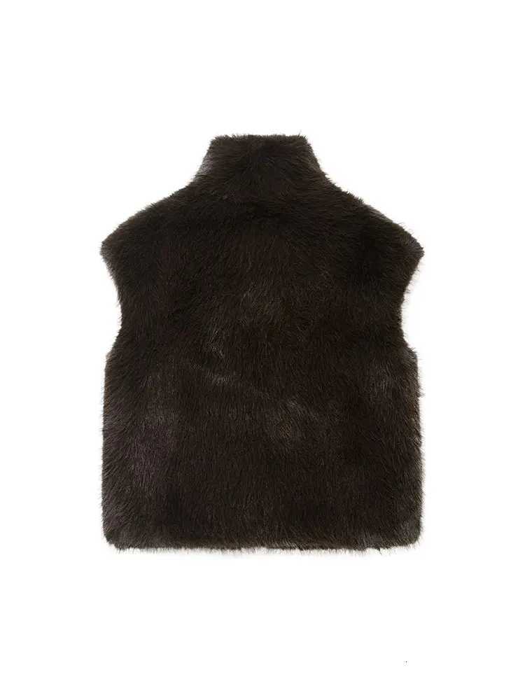 NLZGMSJ Faux Fur Vest Top Women Fashion Turtleneck Fluffy Vests Coat 2025 Winter Female Elegant Sleeveless Waistcoat OuterwearT251129