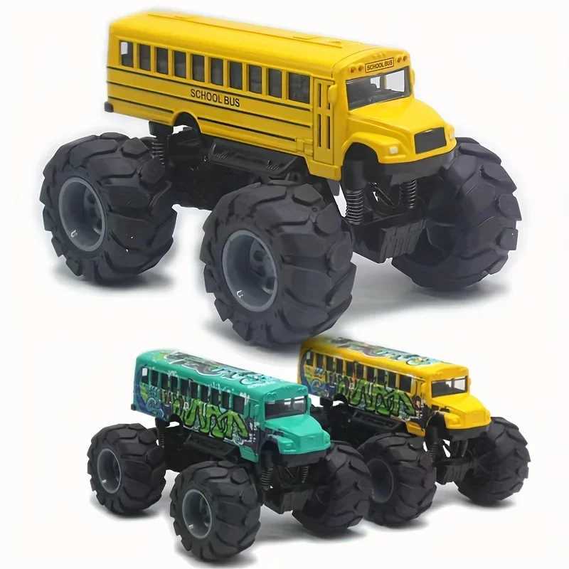 Model Pullback Action Toy Monster Truck Alloy Big Wheels Play Vehicle Car Gifts for Boys Girls Monster School Bus Die Cast Metal J251129