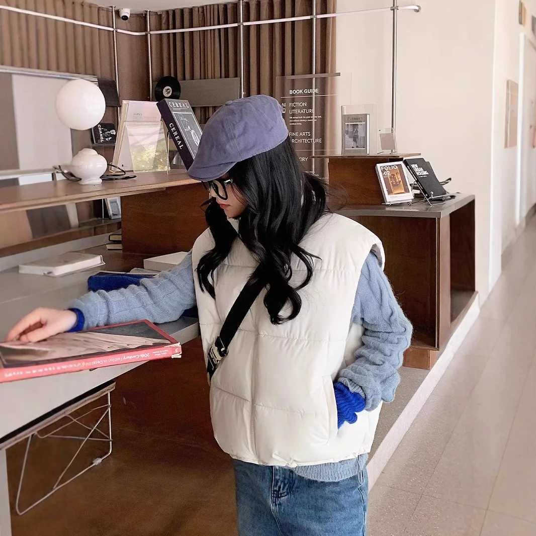 Fashion Double Sided Womens Cotton Vest Autumn Winter Stand Collar Thick Sleeveless Jacket Solid Color Loose Warm WaistcoatT251129