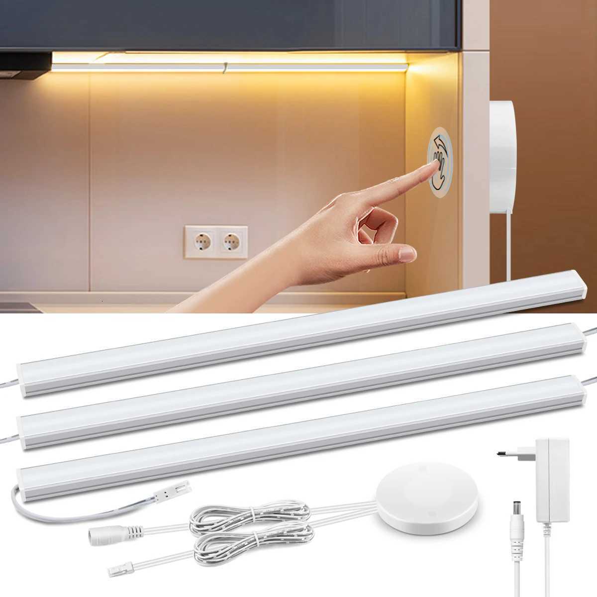 Penetrable Wood Touch Sensor Dimmable LED Lights Motion Sensor Under Cabinet Kitchen Light Aluminum Bar Lamp Wardrobe Shelf Deco M251129