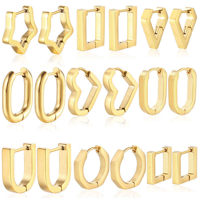 stainless steel ear buckles for women light handmade polished geometric earrings in furnace genuine gold earrings