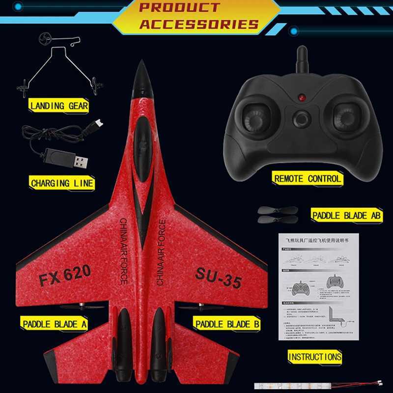 RC Foam Aircraft SU-35 Plane 24G Radio Control Glider Remote Control Fighter Plane Glider Airplane Foam Boys Toys for Children J251129