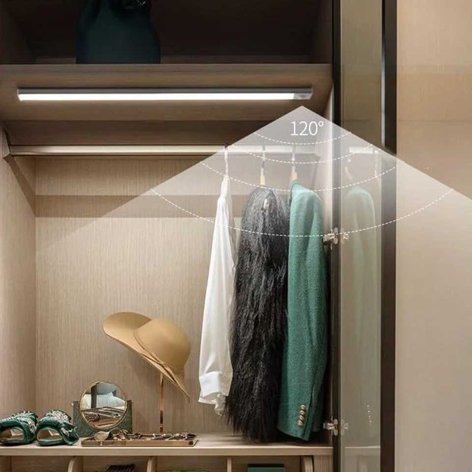 Ultra Slim Led Motion Sensor Light Strip Tricolor Lamp Usb Rechargeable Lights Leds Night With Paste 10cm/20cm/30cm/50cm Cabinet M251129