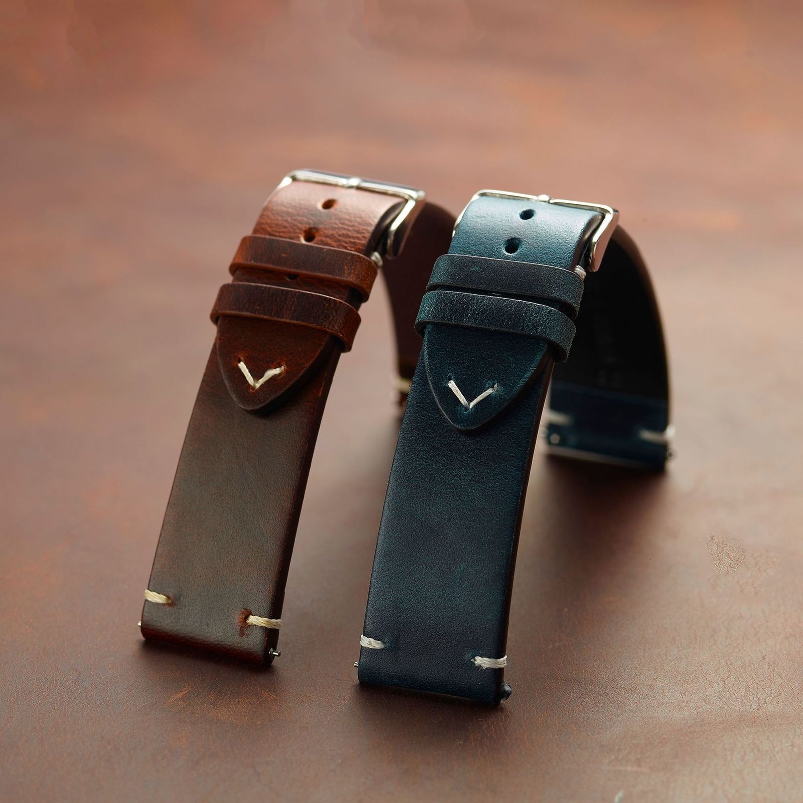 Seven color Italian oil wax color changing cowhide watch band intelligent quick release ultra-thin leather strap 240116