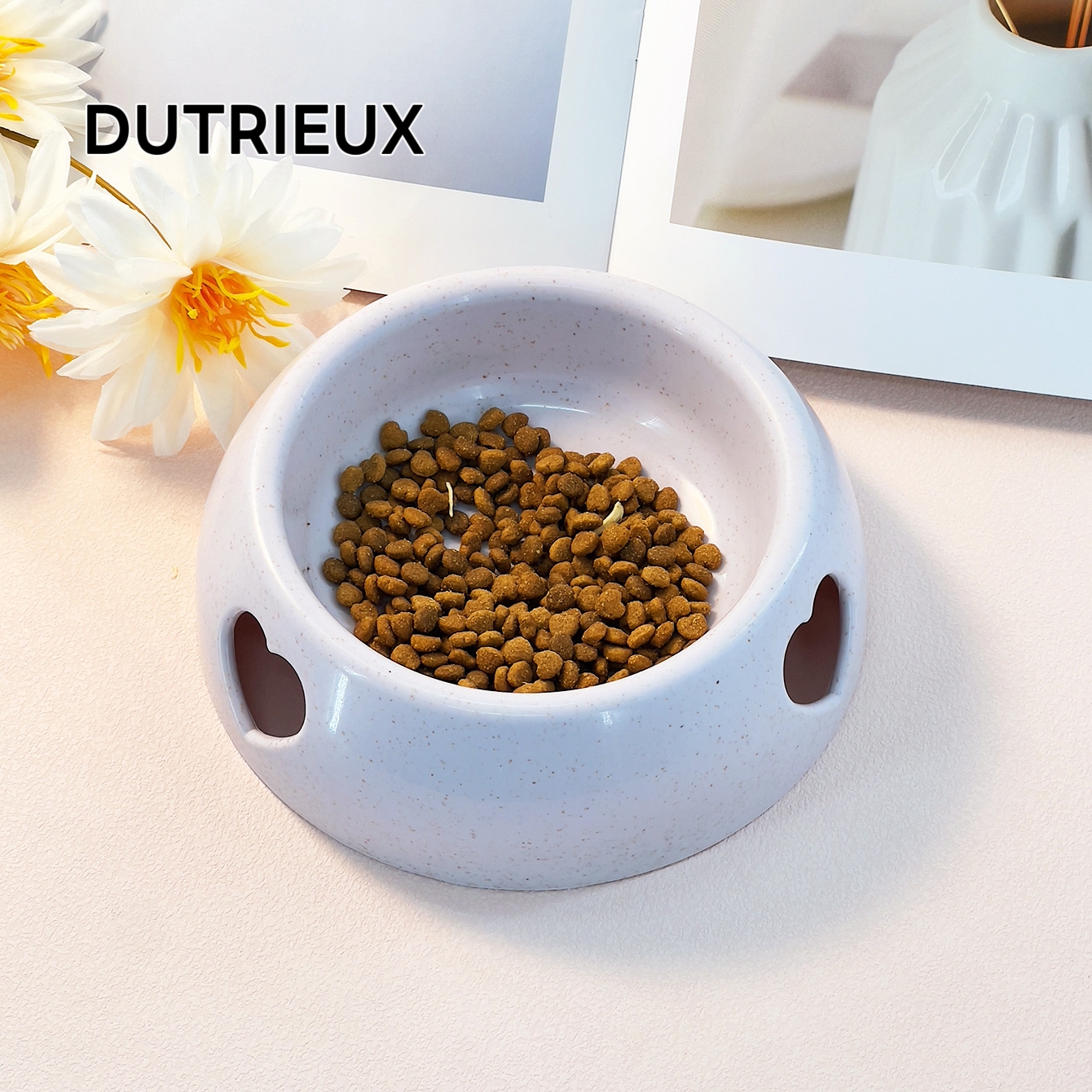 KK58 New double pet food and water bowl, made of corrosion-resistant stainless steel, suitable for cats and dogs.