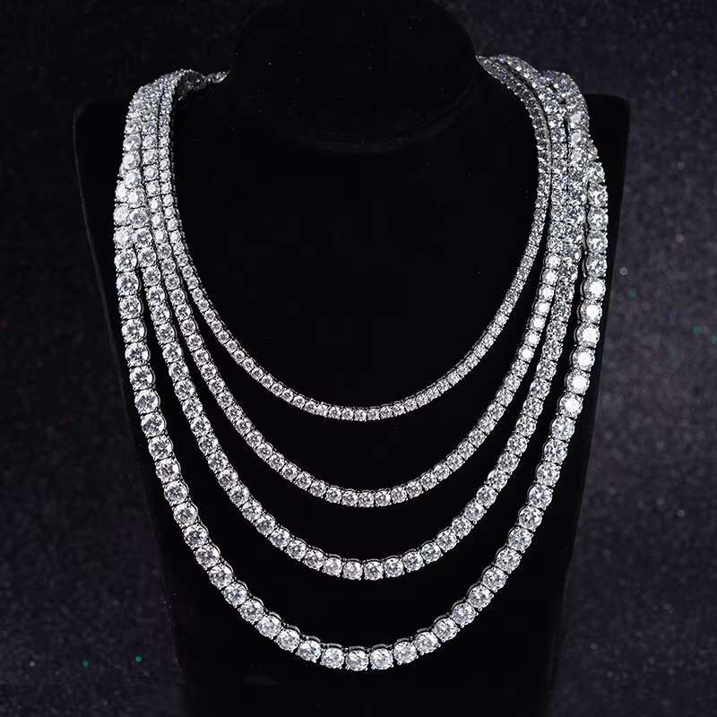 Mens Solid White Gold Moissanite Tennis Bracelet - DEF Quality 3mm Stones