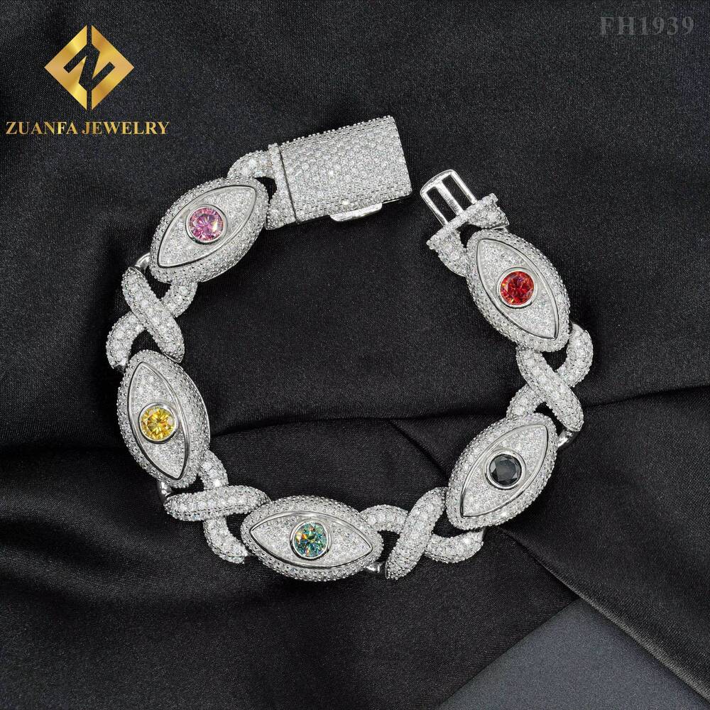 Ankh Eye of Horus Moissanite Jewelry 925 Sterling Silver Cuban Link Chain Hip Hop Jewelry Cuban Necklace Bracelet for Men Women