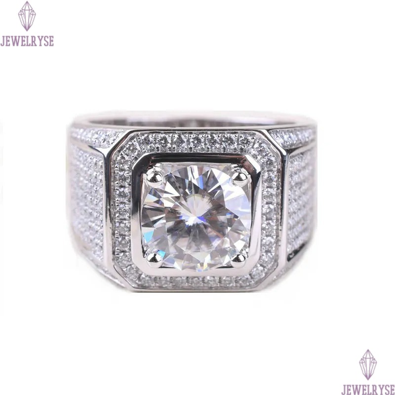 Stunning New Arrival Fashion Luxury Jewelry 925 Sterling Silver White Sapphire Round Cut CZ Zirconia Party Women Wedding Engagment Men Ring