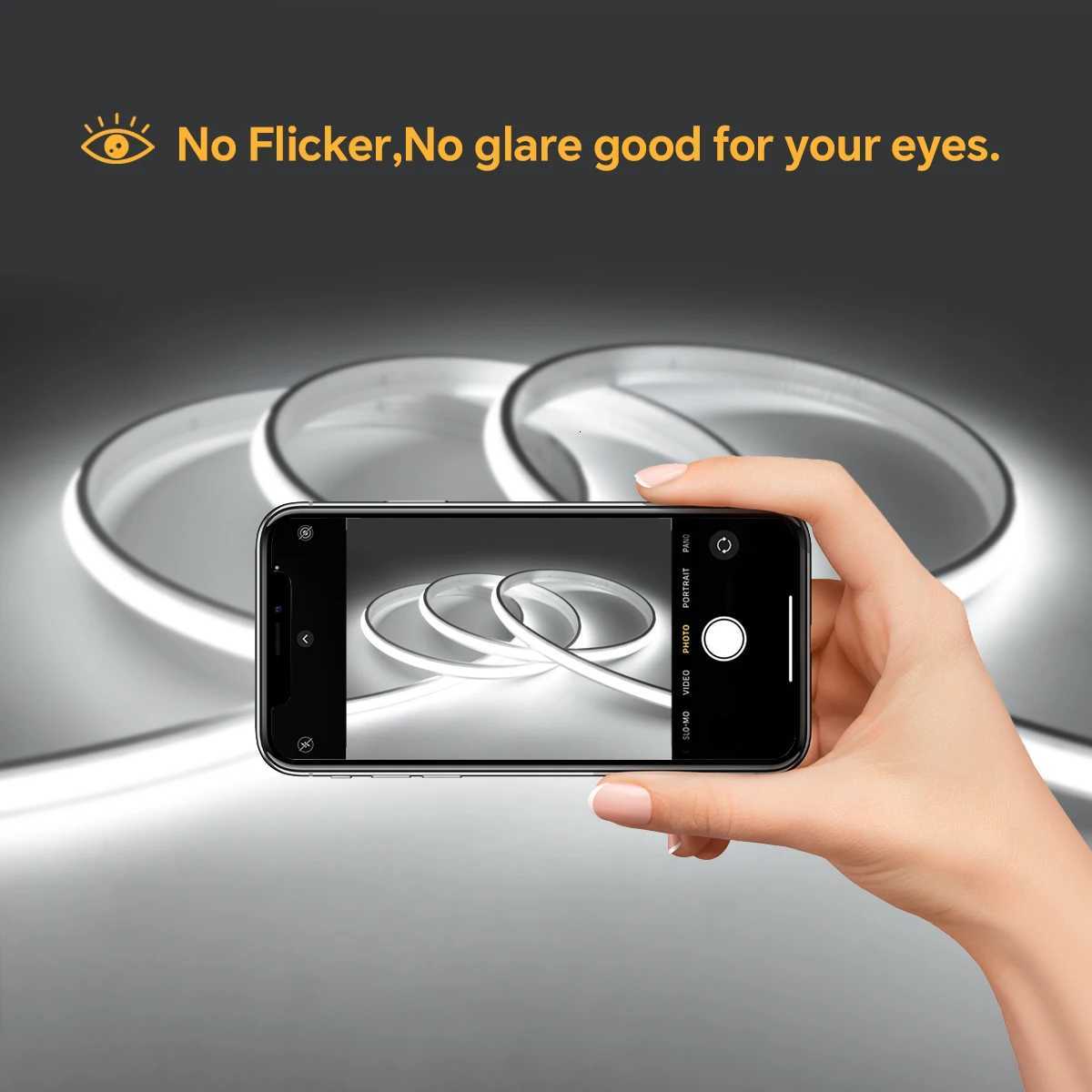 Amazing Self-Adhesive LED Neon Light Strip Touch Dimmable COB LED Tape For Acoustic Wall PanelShelfCollection Cabinet Decor M251129