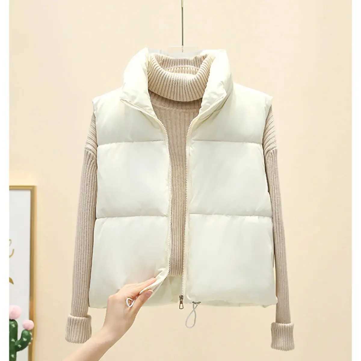 Fashion Zipper Vest For Women Autumn Winter Stand Collar Sleeveless Coat Lady Casual Street Warm Jacket Elegant Outfit ClothingT251129