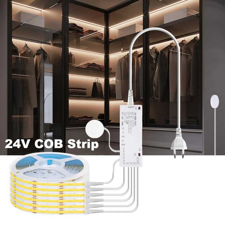 1m-5m COB Led Strip Cabinet Light DC 24V Penetrable Wood Touch Dimmer Switch Wardrobe Cupboard Showcase Pantry DIY Lights Strip M251129