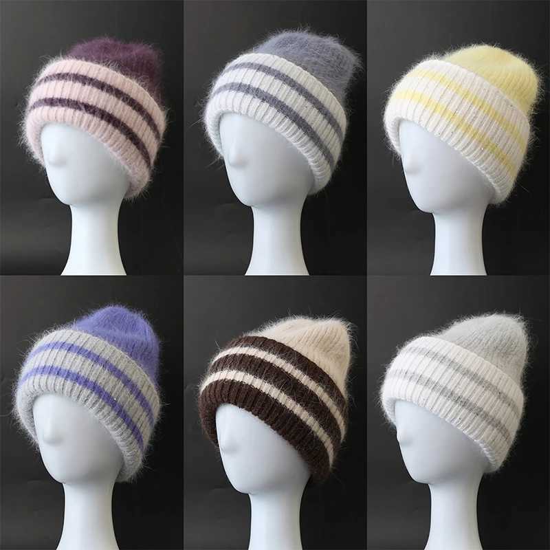 2025 Sequin Angora Fluffy Winter Hat for Women Skullies Beanies Knitted Hat Outdoor Windproof Thick Warm Knit Cap cold weatherXJ251129