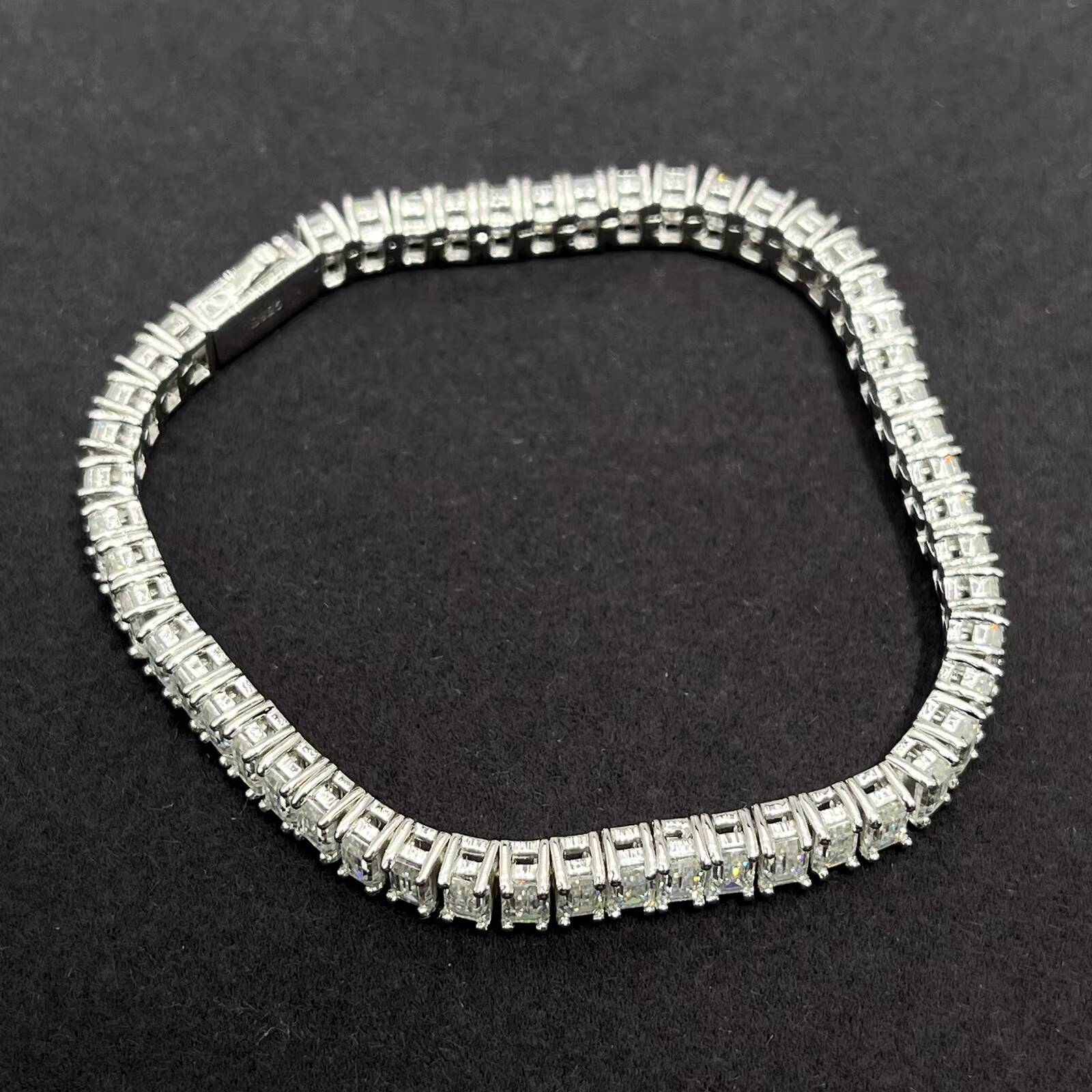 Pass Diamond Tester 5mm3mm 26ct Baguette Moissanite Tennis Bracelet 925 Sterling Silver Fine Jewelry Eternity Bracelet Women