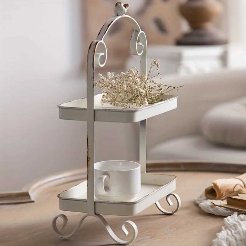 French Iron Tray Multi-Tier Lacquer Versatile Art Theme for All Holidays No Batteries Needed Y251129