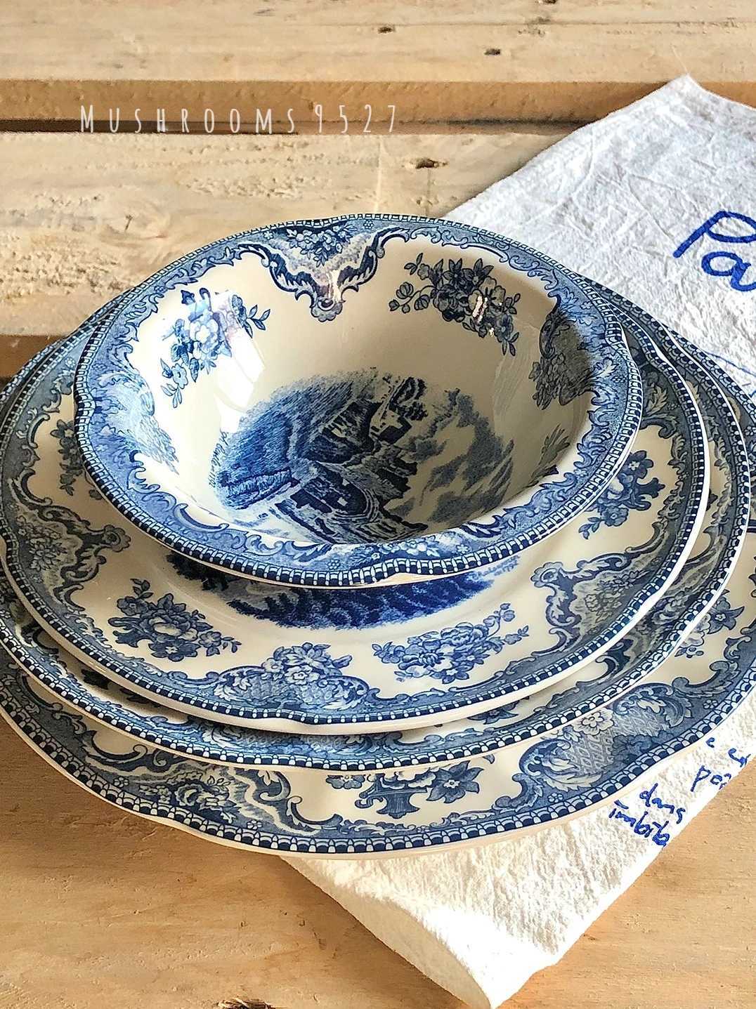 Luxury English Retro Blue Breakfast Dessert Plate Salad Bowl Pasta Plate Soup Bowl Steak Plate He Tableware Set dish set Y251129