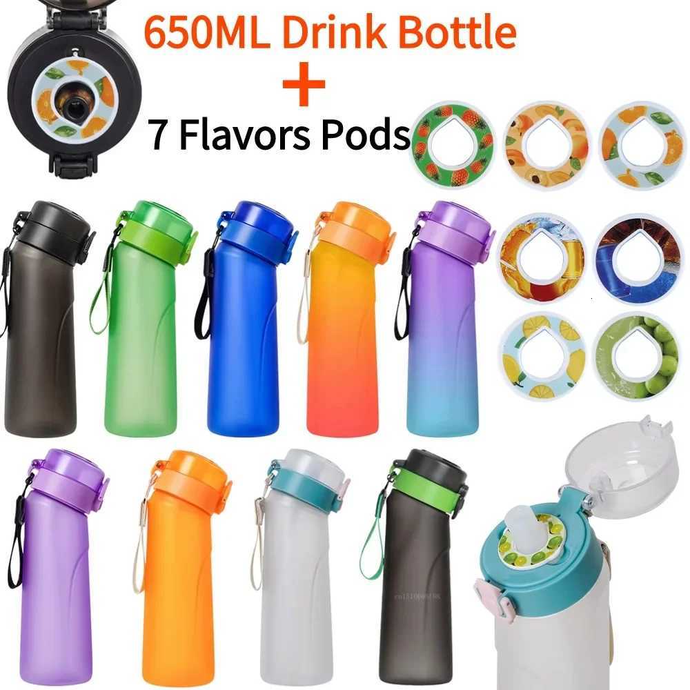 Flavored Water Bottle 650ml Sports Alr Drinking Bottle 7 Fruit Fragrance Pods Water Cup for Outdoor Camping Fitness FashionT251129