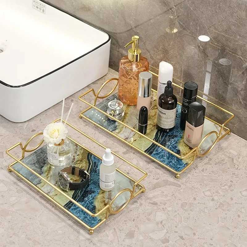 Square Storage Tray Home Living Room Coffee Table Tea Cup Storage Plate Glass Tray Aromatherapy Organizer Tray Home Decor Y251129
